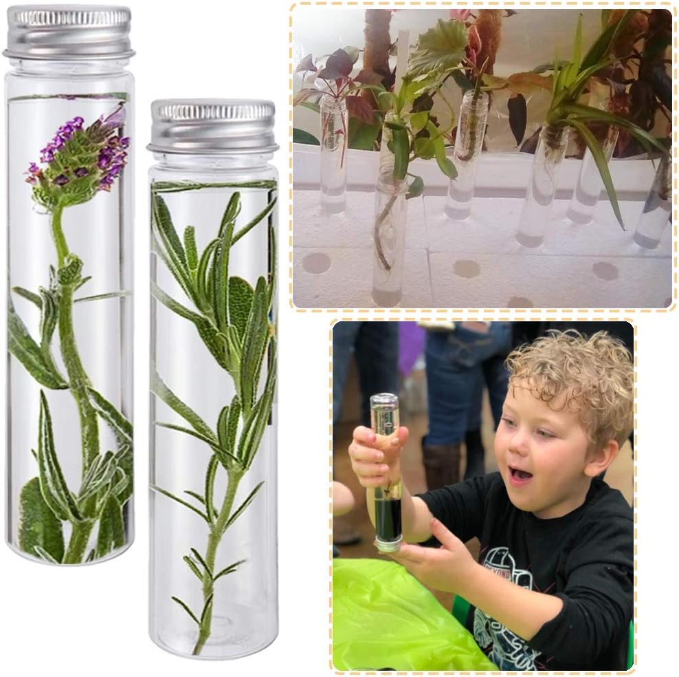 Haawooky 18 Pack 115 ml Clear Plastic Test Tubes with Screw Caps