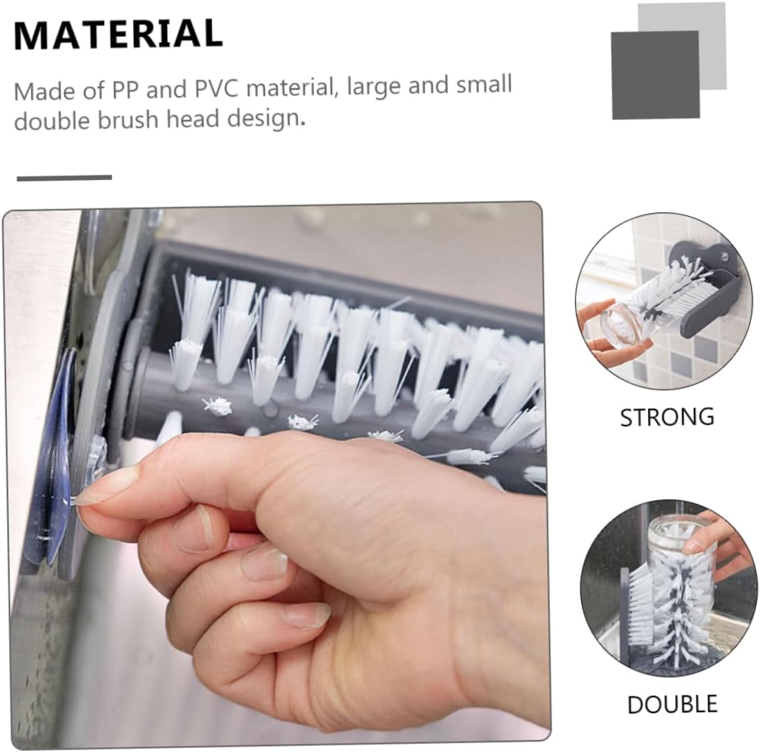 1pc Detachable Glass Cup Brush with Rotating Bristles for Easy Cleaning and Wall Mount Storage