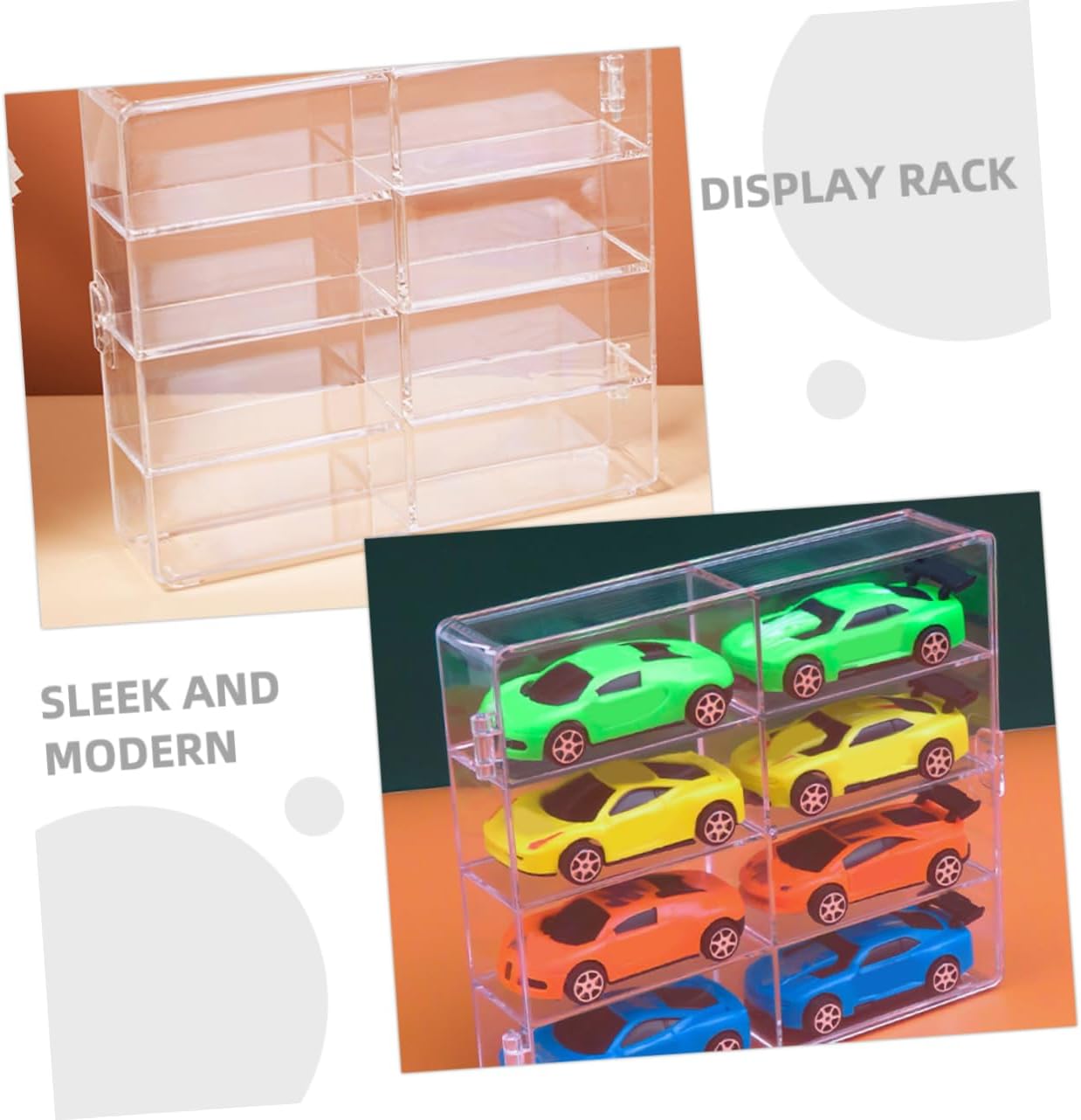 Modern Acrylic Model Car Display Stand with 8 Compartments