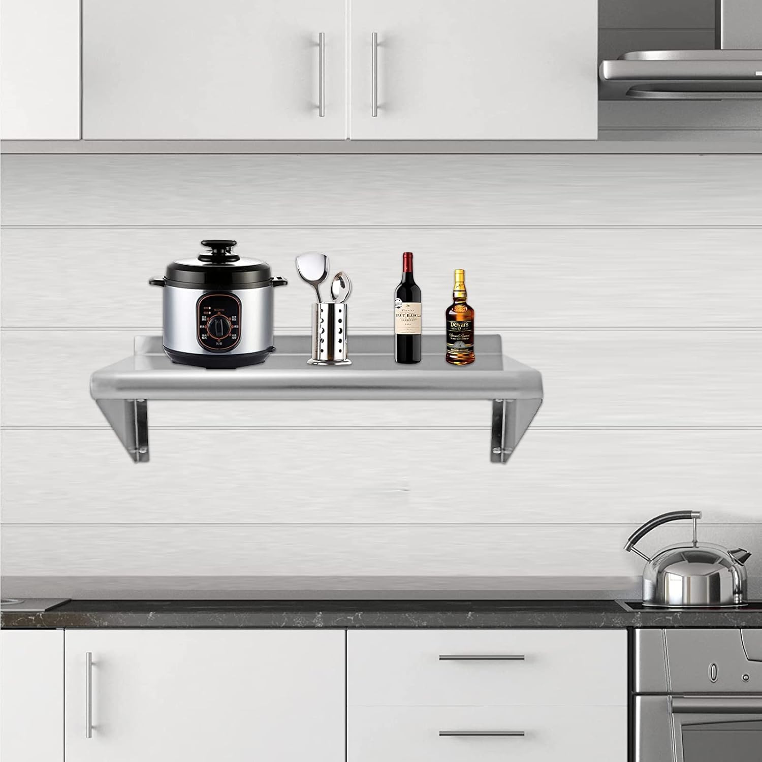 12x24 Wall Mounted Stainless Steel Shelf for Kitchen and Restaurant
