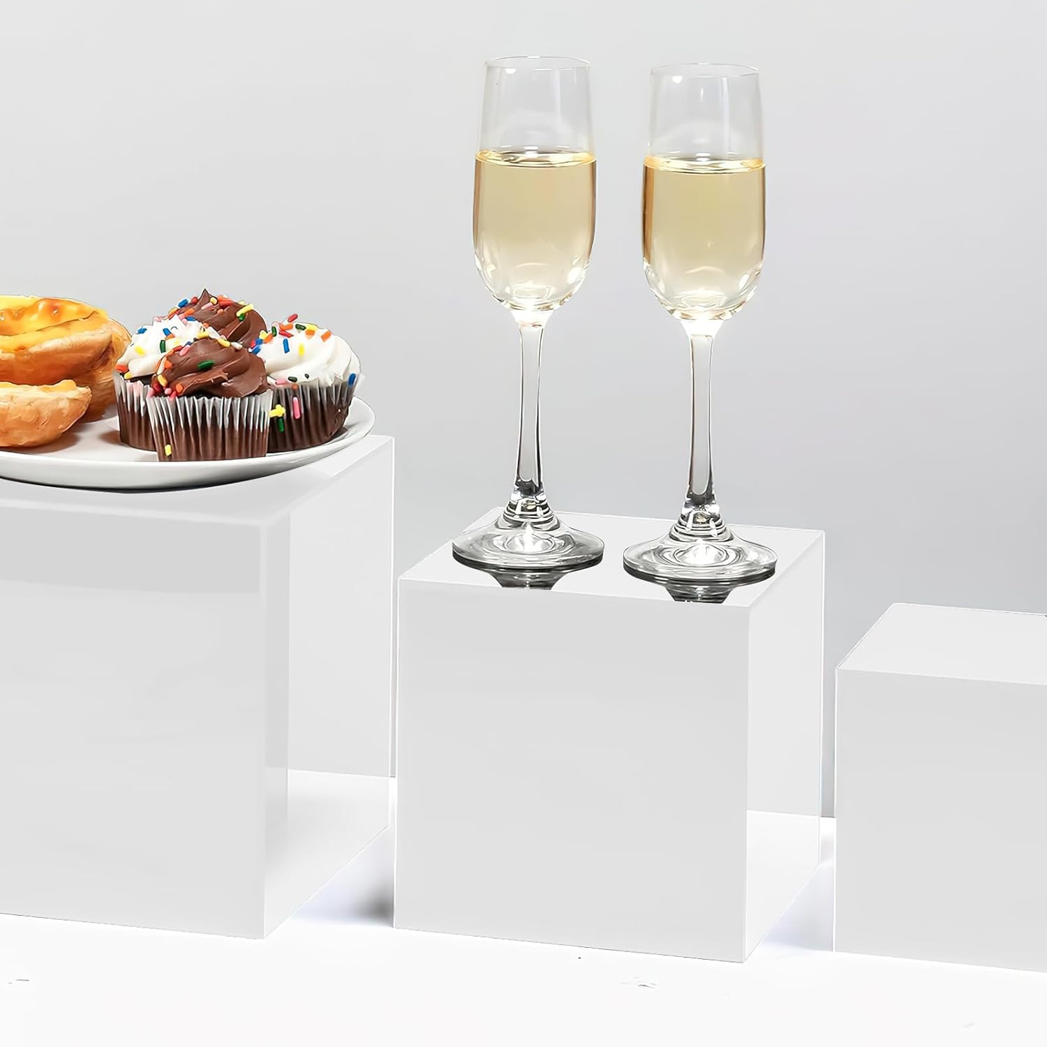 6-Pack Acrylic Display Risers for Desserts and Collectibles