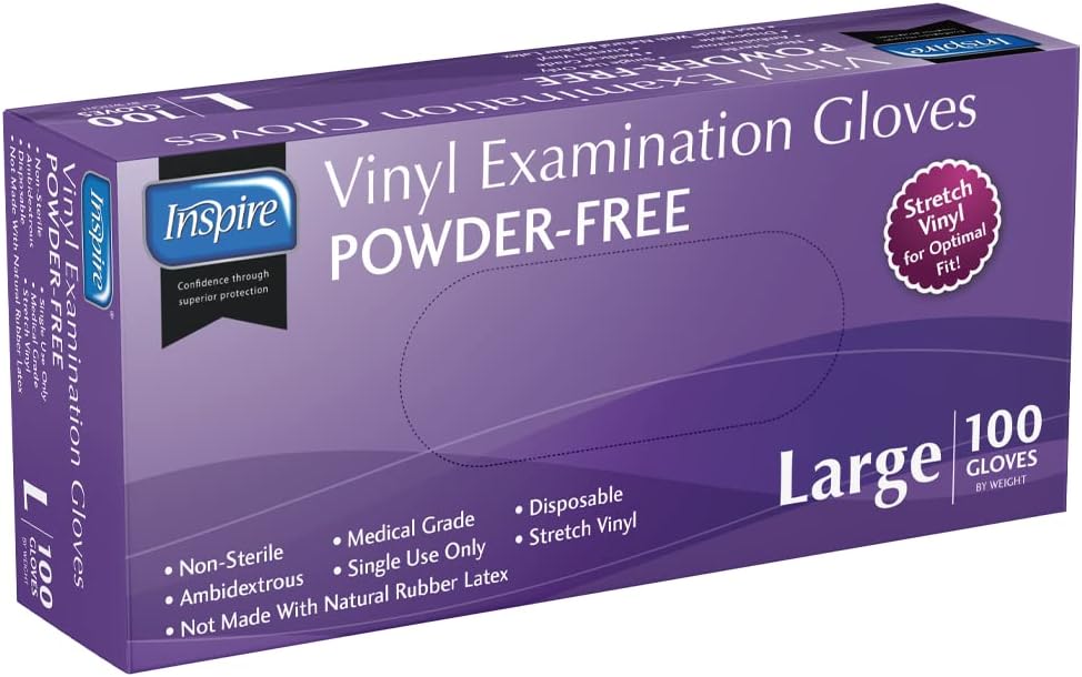 Inspire Medical Exam Gloves Powder Free Stretch Vinyl Gloves Latex Free Food Safe For Cooking And Home Use