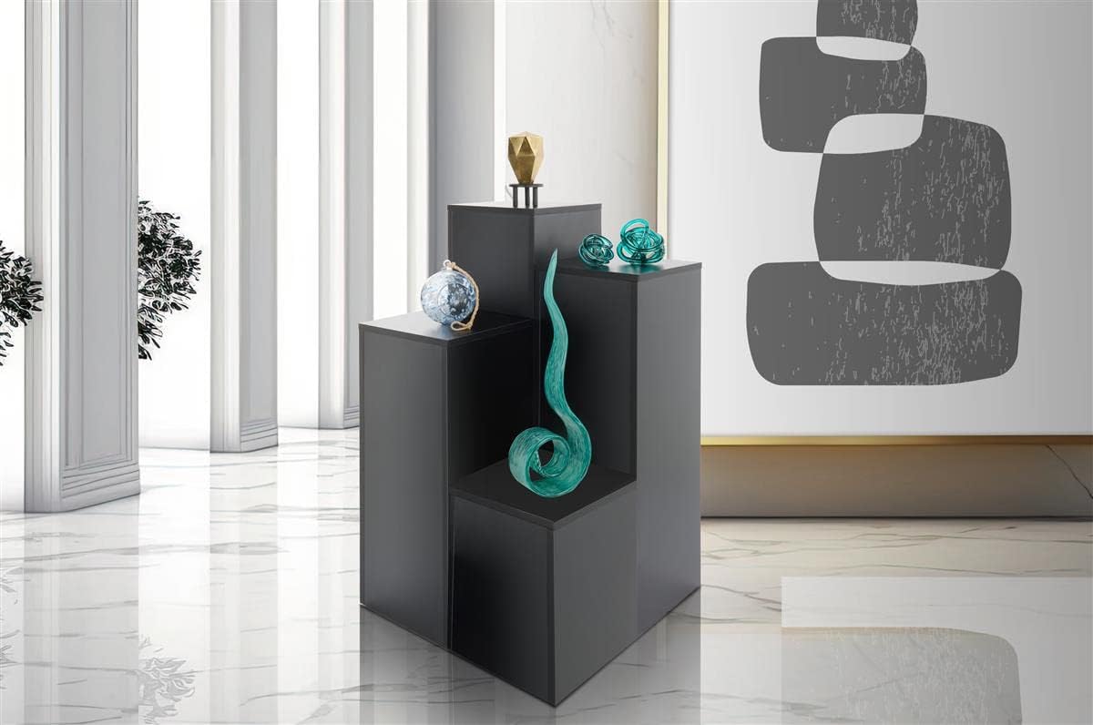 Displays2go Black Retail Display Pedestal with Collapsible Design