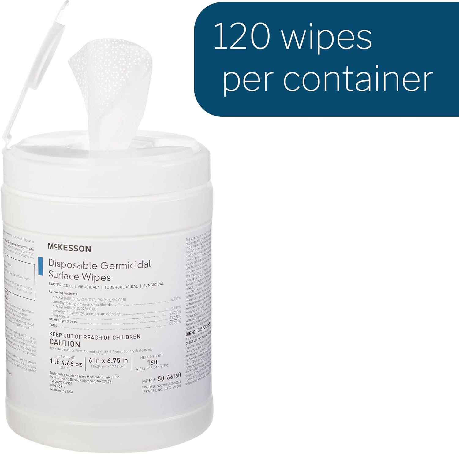 McKesson Germicidal Wipes 160 Count Hospital Grade