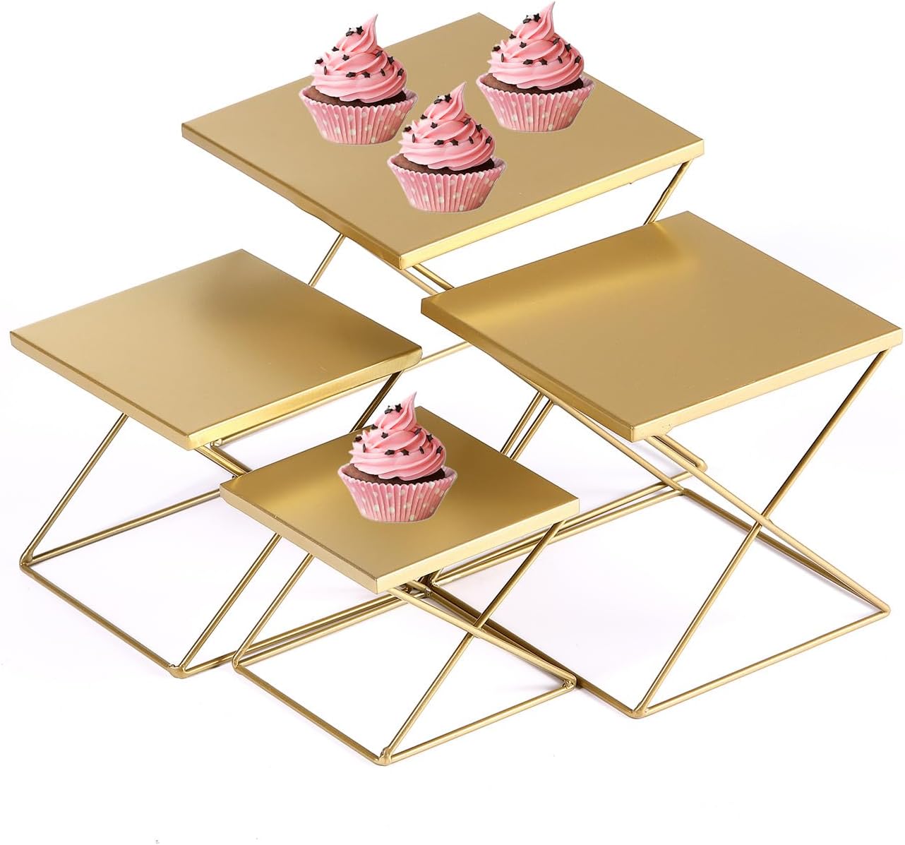 4 Piece Brass Square Display Risers Set
