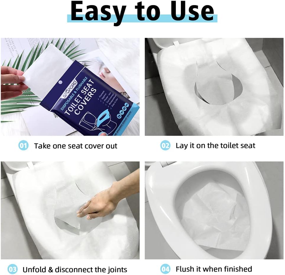XL 100PCS Toilet Seat Covers - Flushable Disposable Travel Essentials