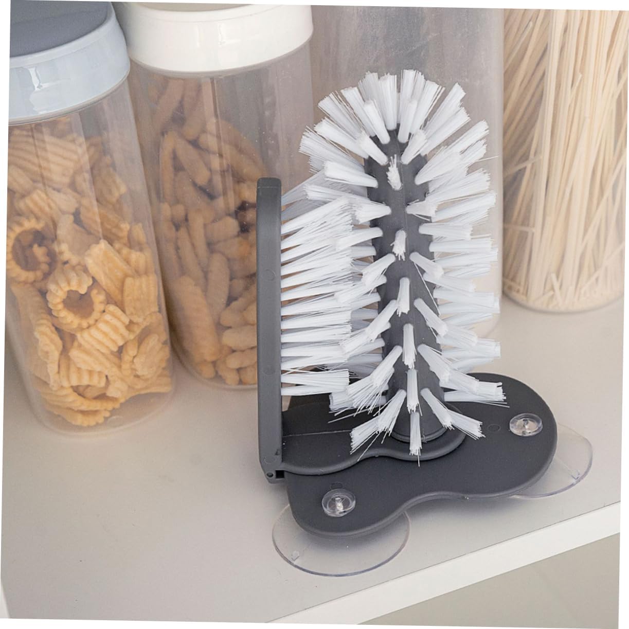 1pc Detachable Glass Cup Brush with Rotating Bristles for Easy Cleaning and Wall Mount Storage