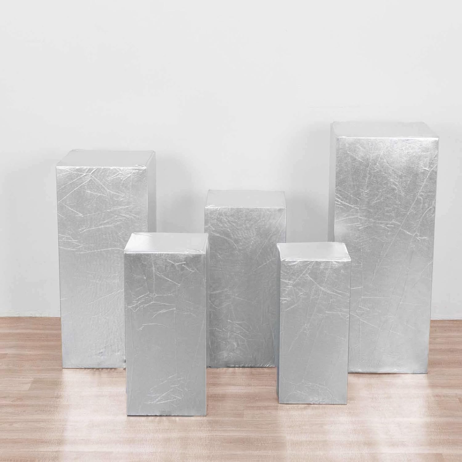 Efavormart Set of 5 Silver Metallic Spandex Display Box Covers