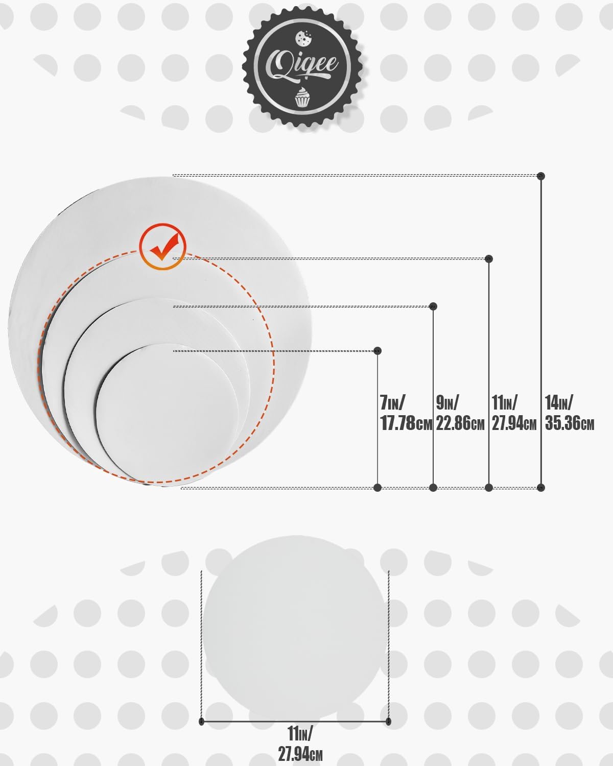 Qiqee 11 Inch White Cake Boards 40 Packs
