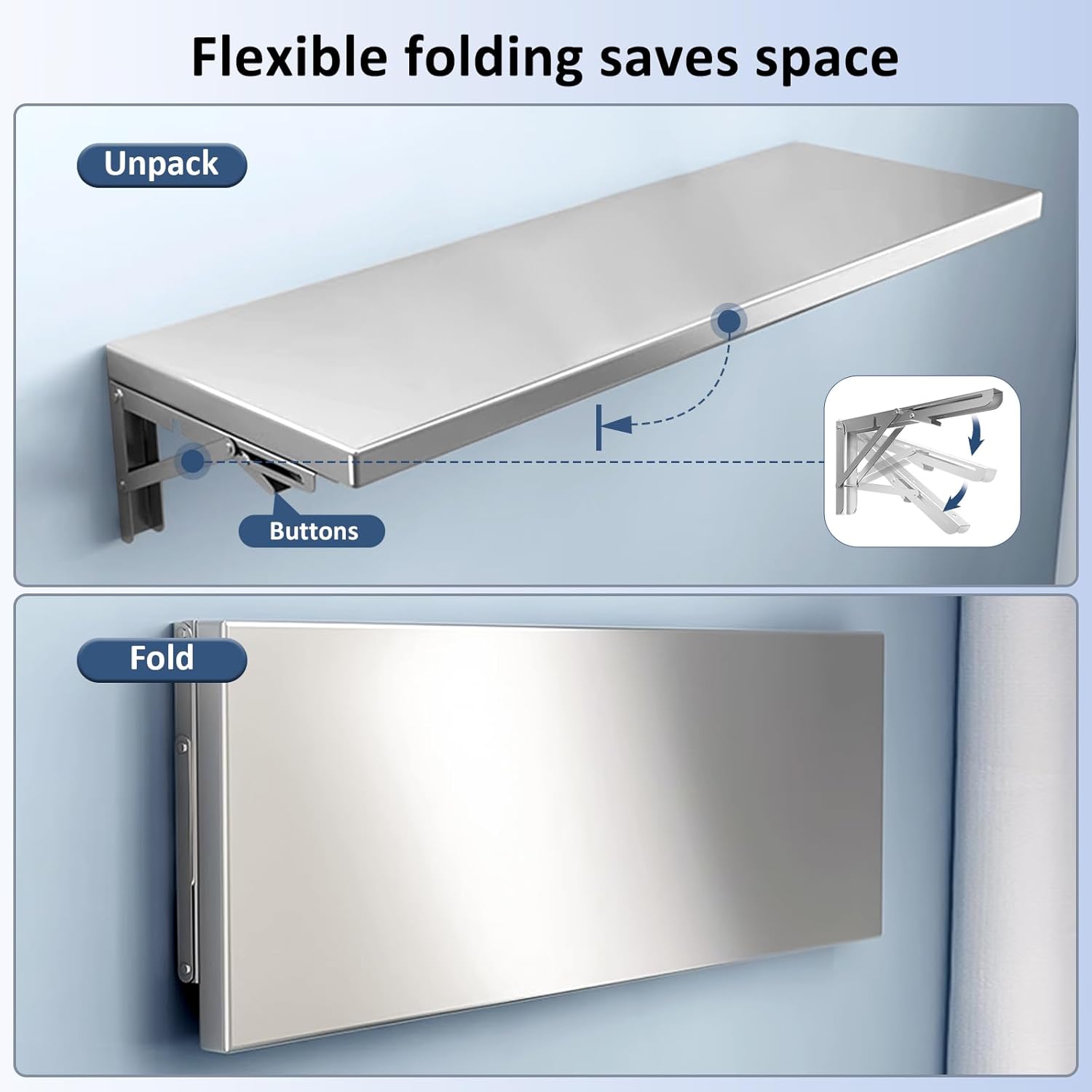 MOOTACO 48x12 Stainless Steel Wall Shelf
