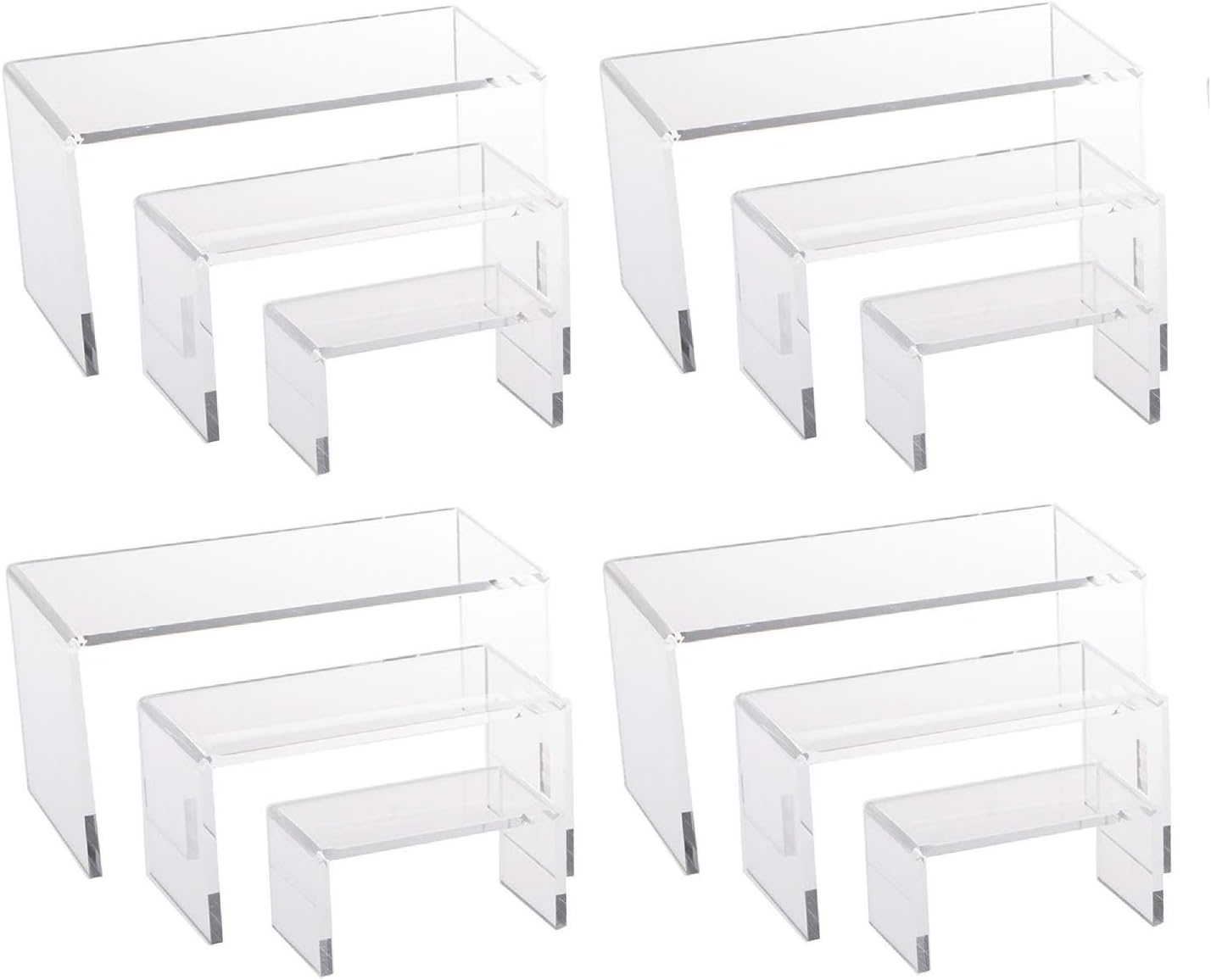 888 Display USA 12 Clear Acrylic Jewelry Display Risers for Retail and Home Use