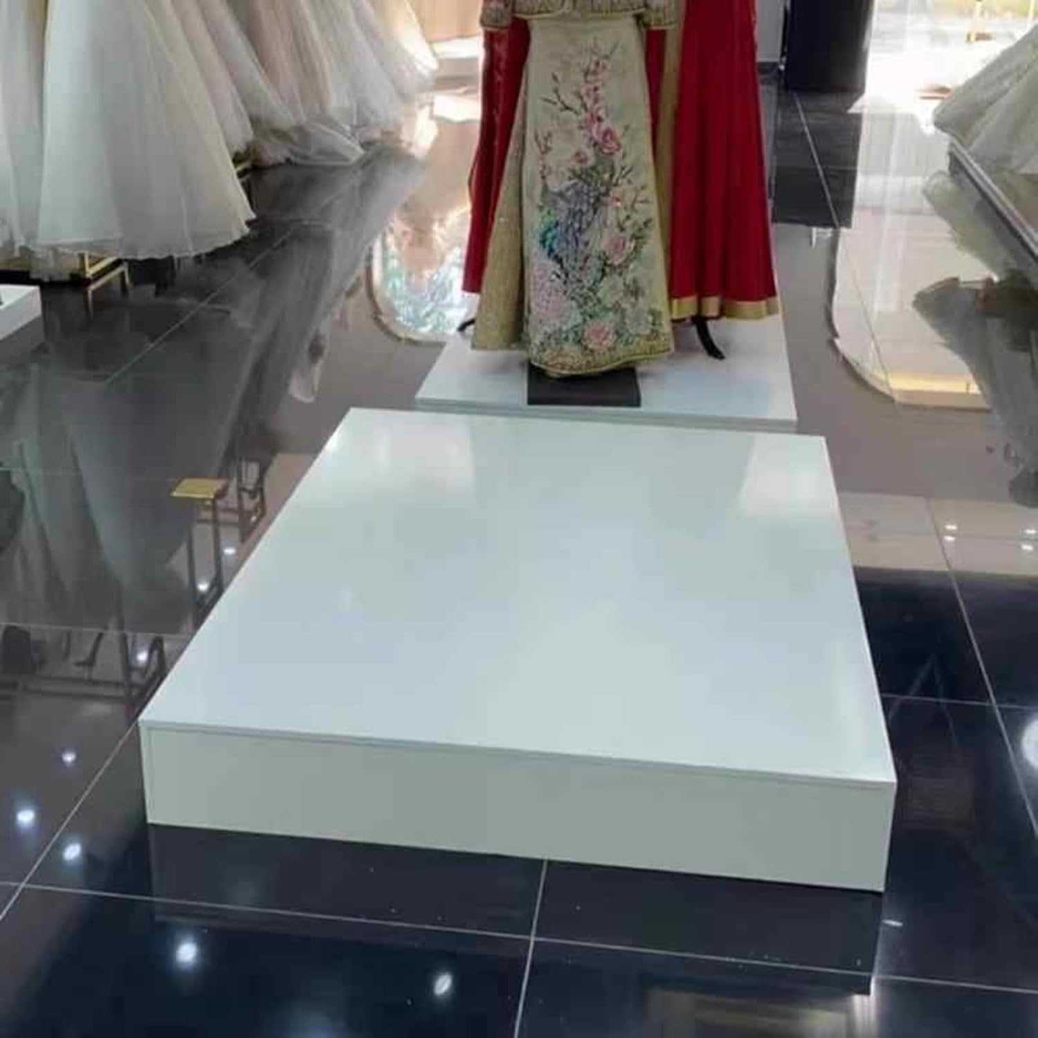 Black Square Display Pedestal Stand 100x50x10cm