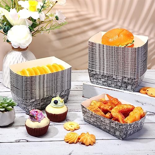 Blulu 50 Pcs Disposable Paper Food Trays Medieval Castle Themed Boat Serving Tray for Halloween and Birthday Parties