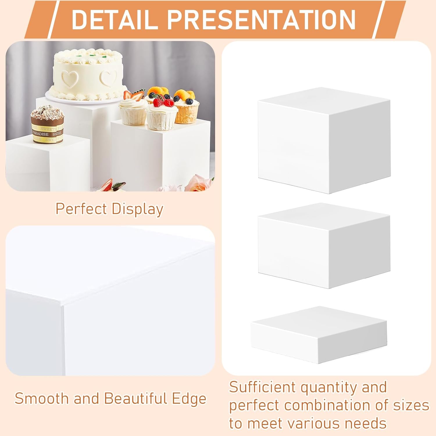 6-Pack Acrylic Display Risers for Desserts and Collectibles