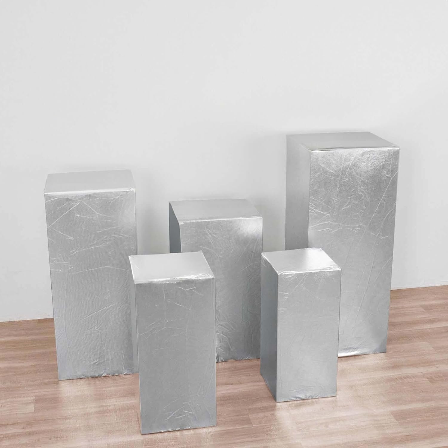 Efavormart Set of 5 Silver Metallic Spandex Display Box Covers
