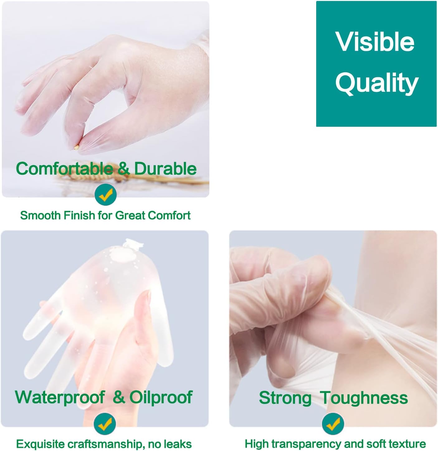 DrGreenPanda Clear Vinyl Food Safe Gloves Latex Free Powder Free