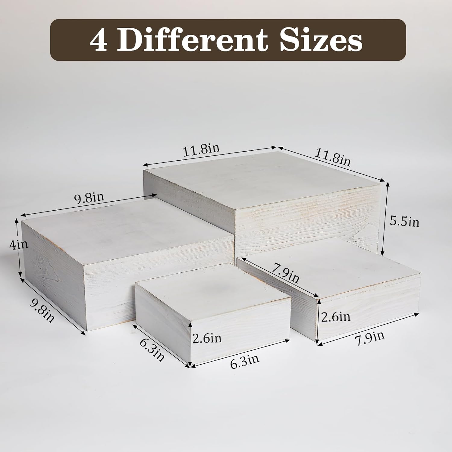 4 Pcs Wood Buffet Risers for Party Display