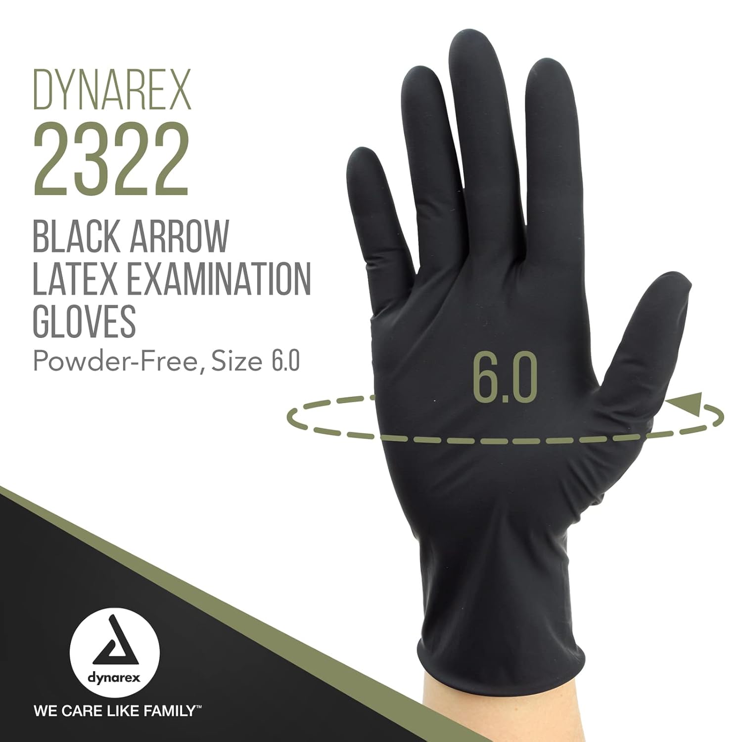 Dynarex Black Arrow Disposable Latex Exam Gloves Powder-Free Medium 1000 Count