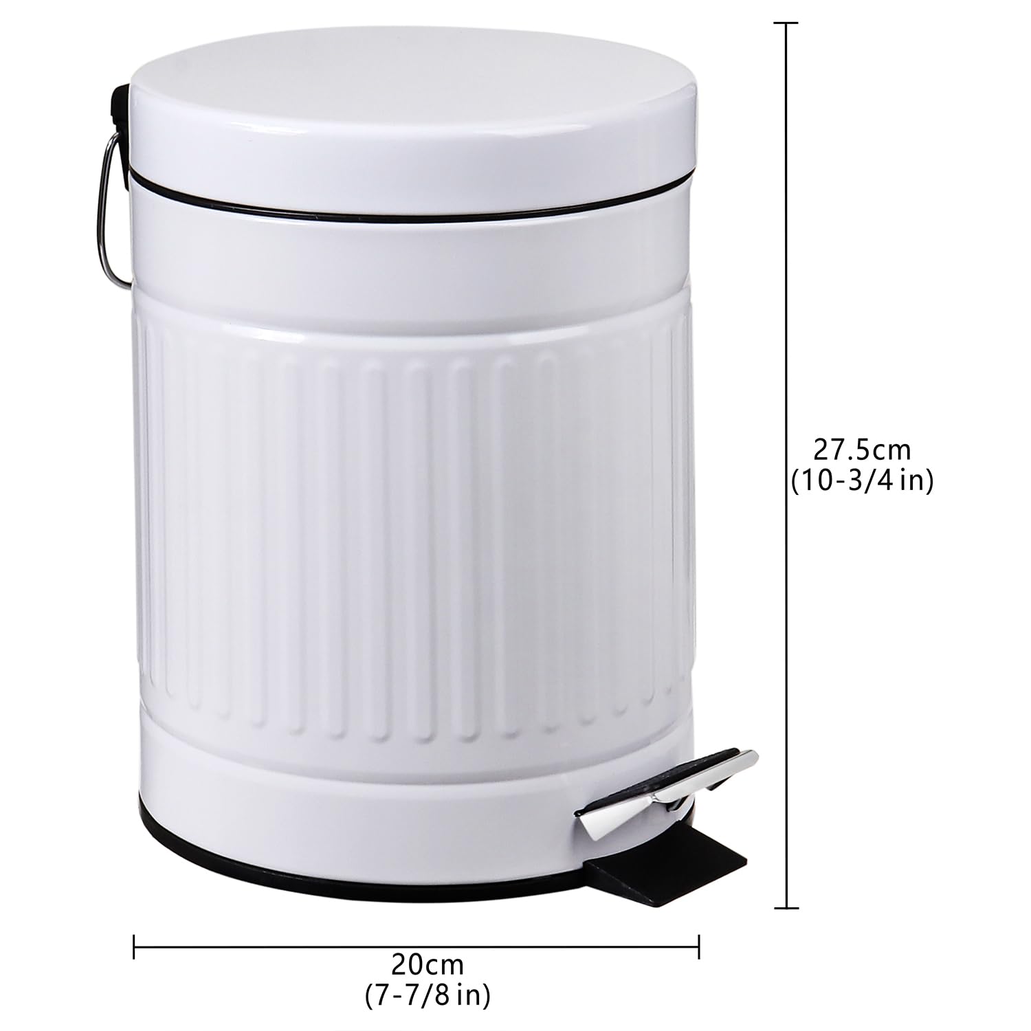 5L Round Step Trash Can with LidMini Metal Wastebasket for Home Office Car
