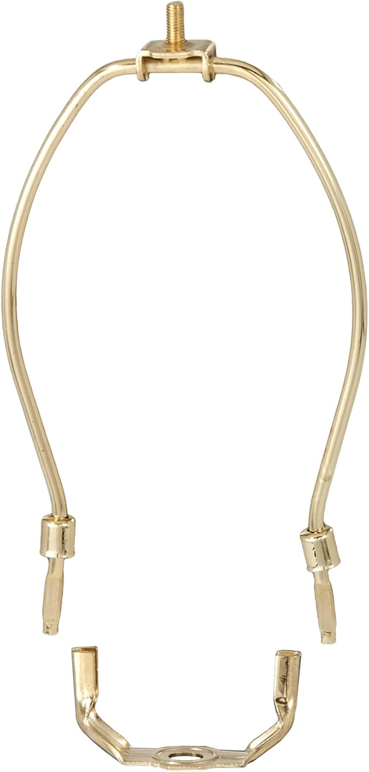 15 Inch Heavy Duty Lamp Harp Holder with Brass Plated Steel Finish