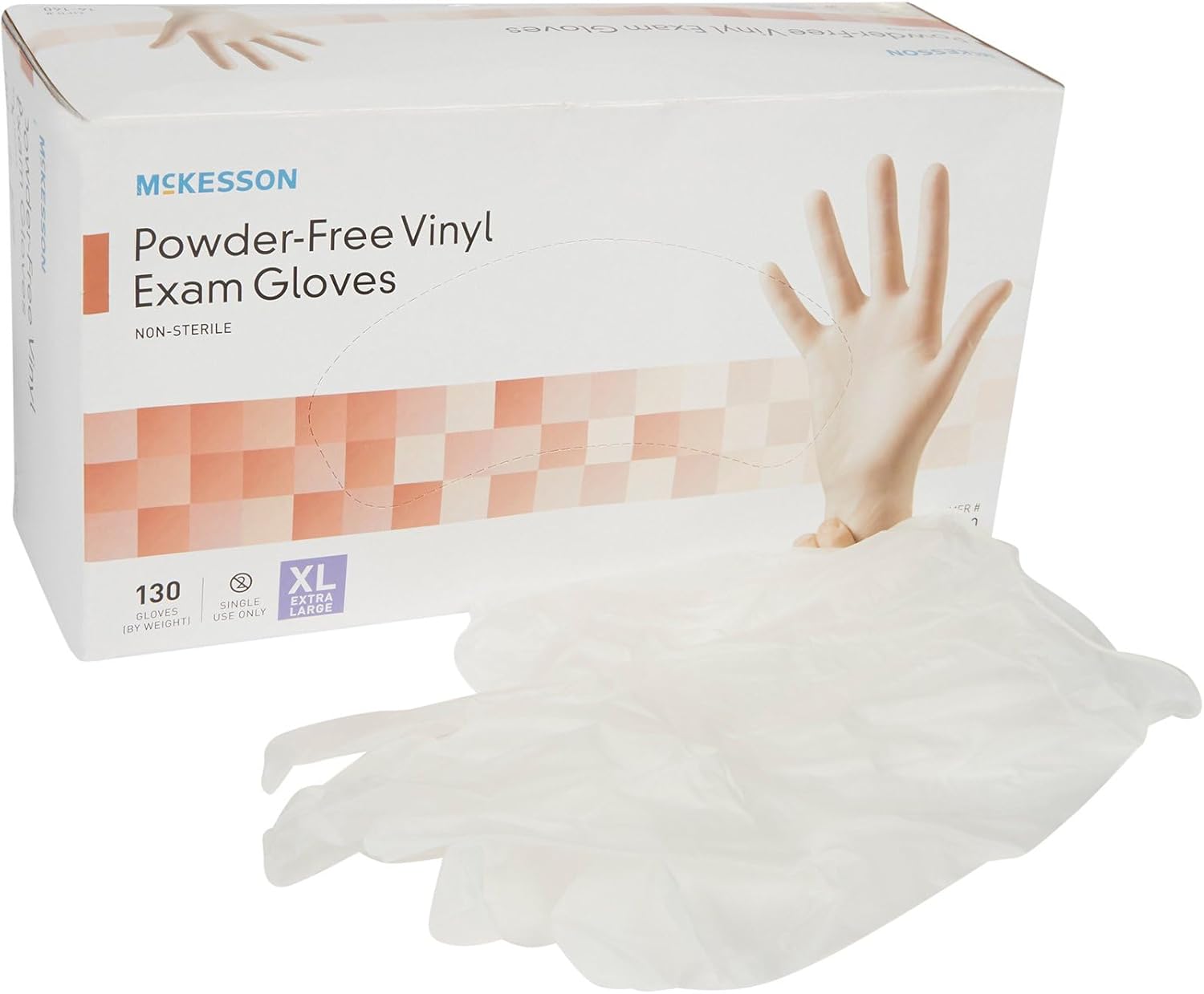 McKesson Vinyl Exam Gloves XL 130 Count 1 Box