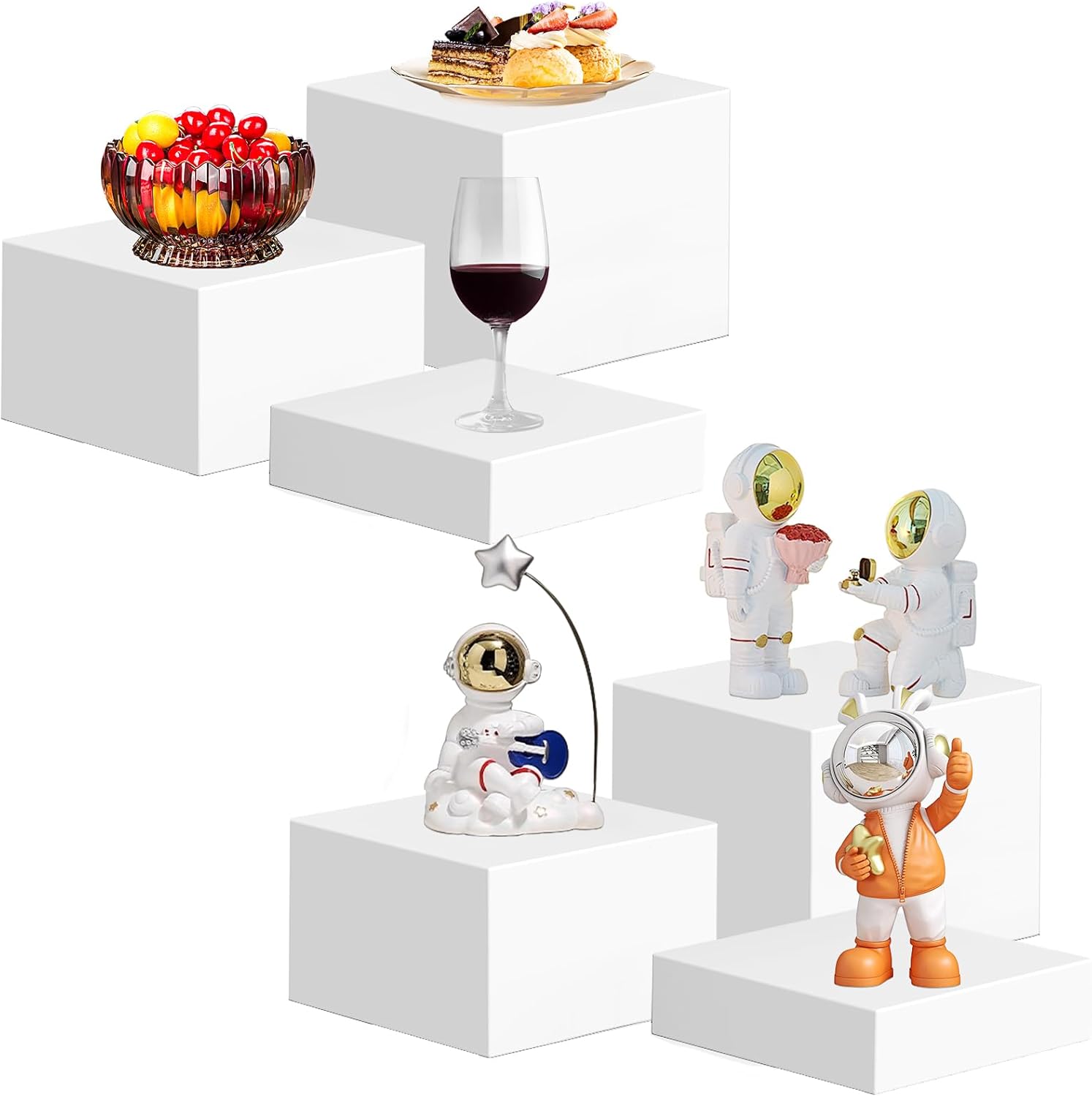 6-Pack Acrylic Display Risers for Desserts and Collectibles