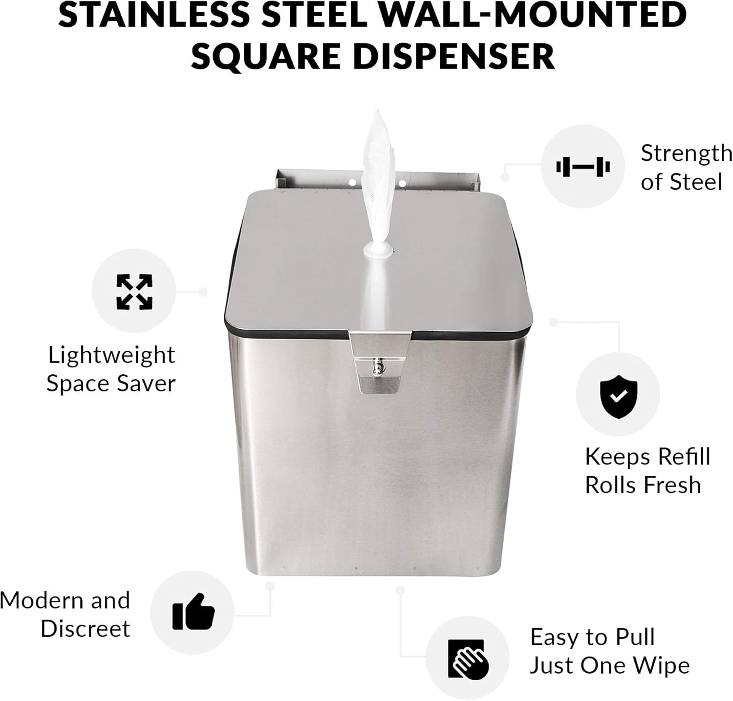 Stainless Steel Wall Mount Wipe Dispenser Square