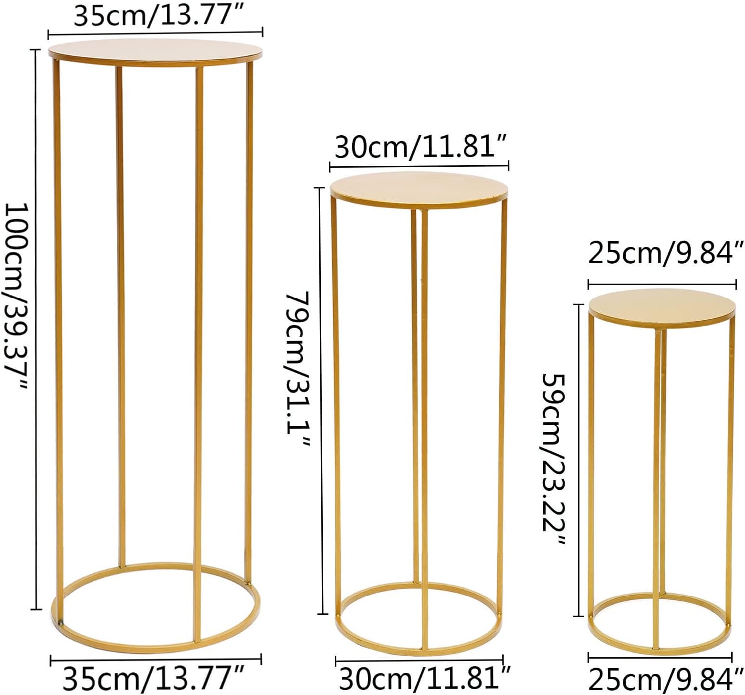 Gold Cylinder Stand for Party Decor 3PC A1 Size