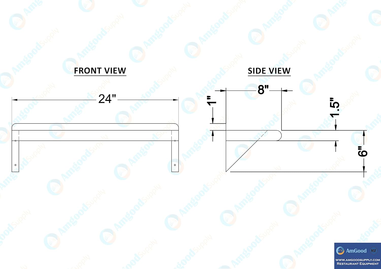 AmGood 8inx24in Stainless Steel Wall Shelf Commercial Grade
