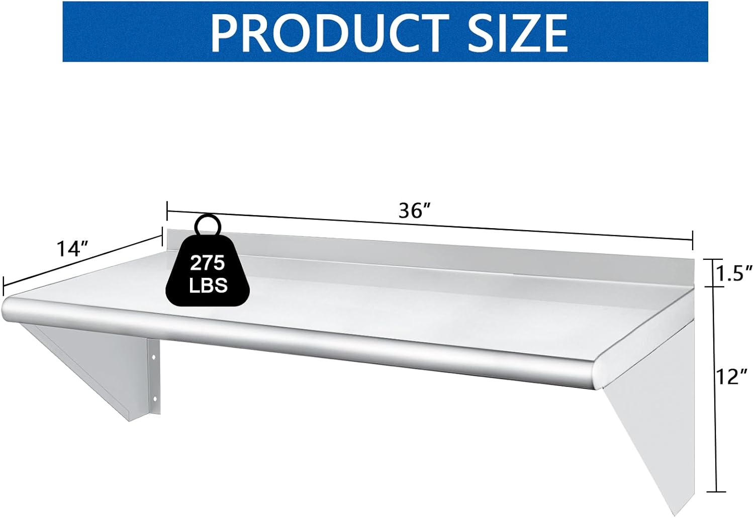 HARDURA Stainless Steel Shelf 14x36 Wall Mount