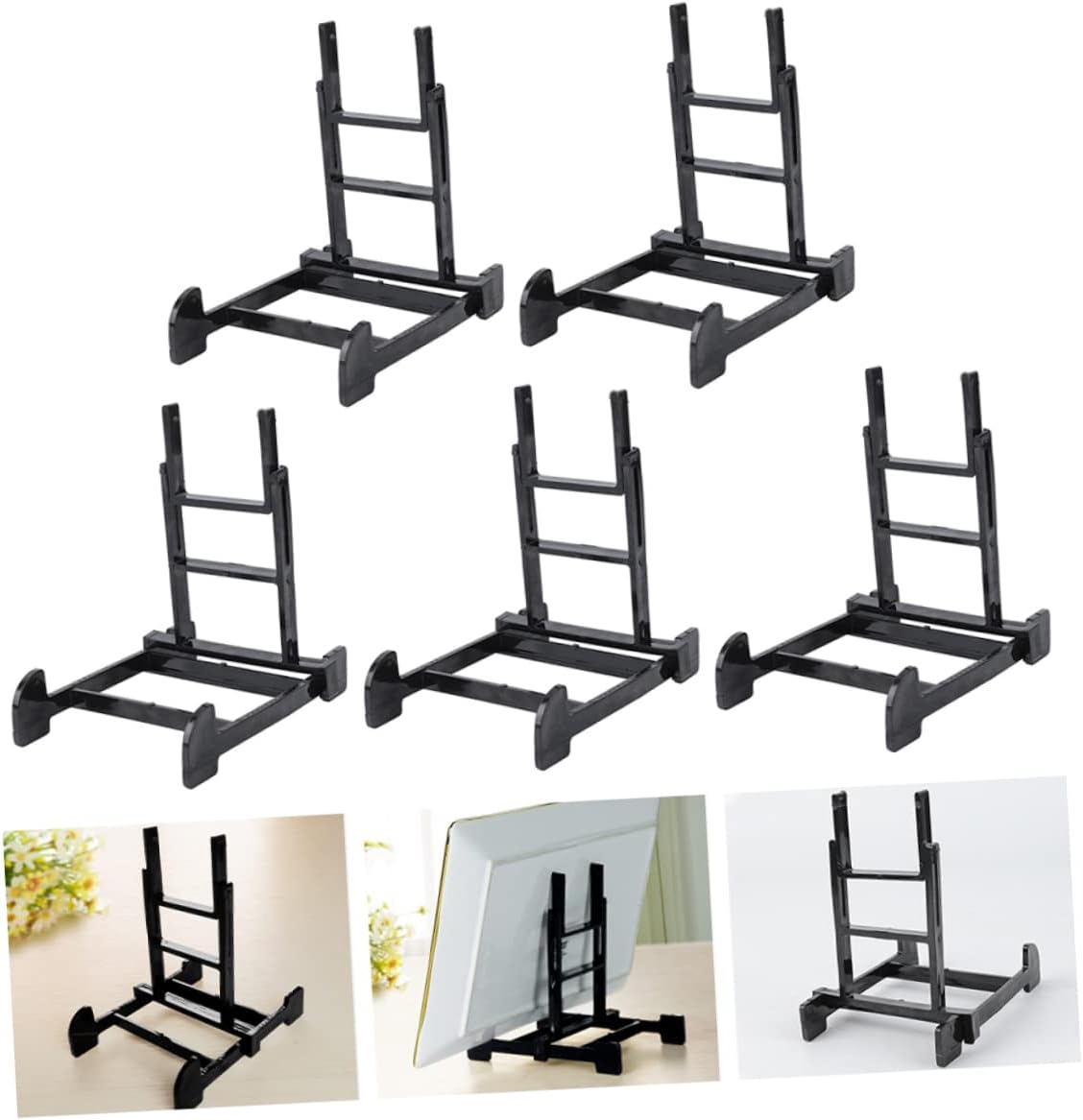 PRETYZOOM 5pcs Plastic Plate Display Stand Easel