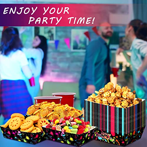 48 Pcs Neon Paper Food Trays for Glow Parties
