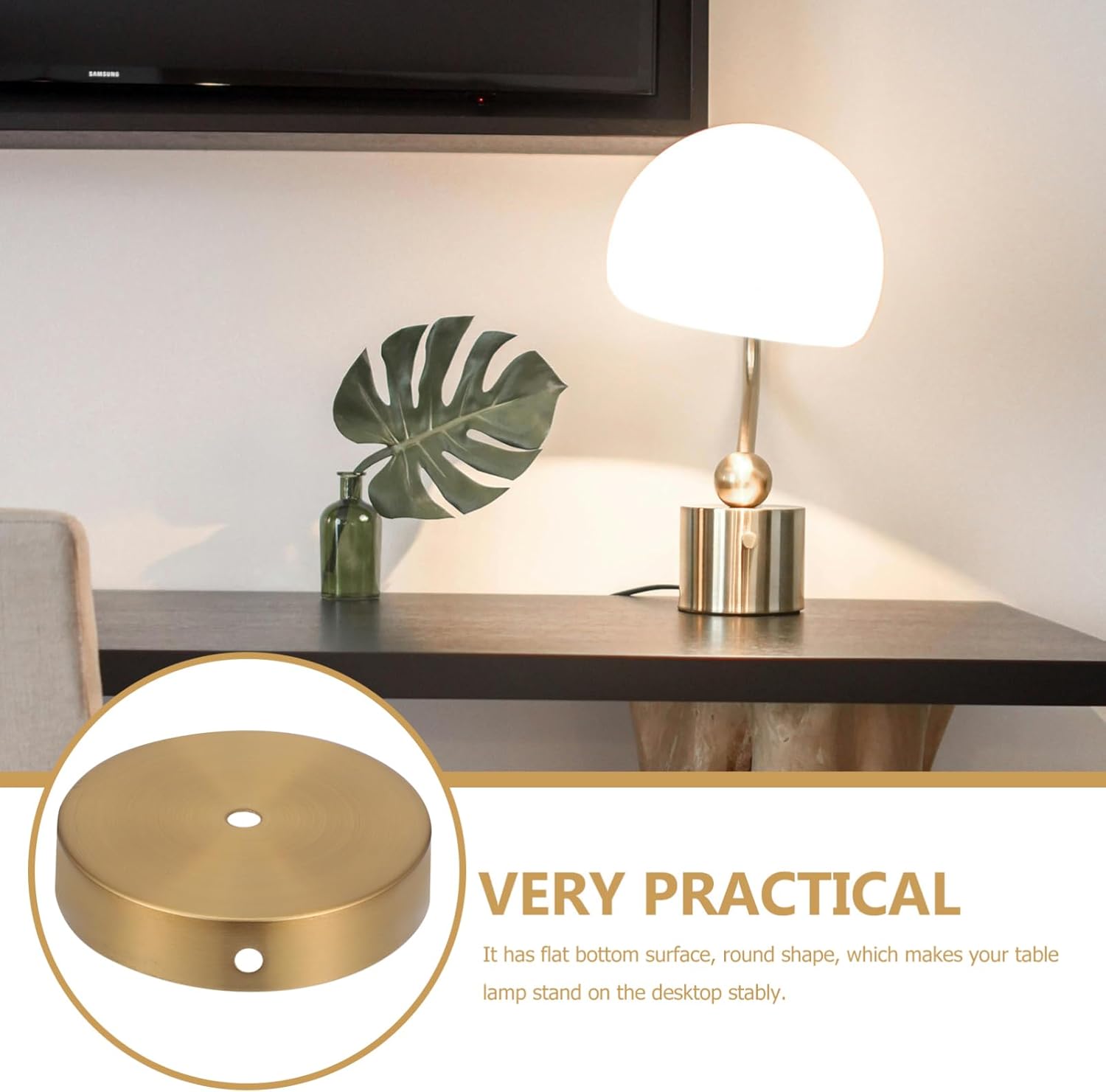 Amosfun Round Iron Table Lamp Base Universal Stand for Home Decor