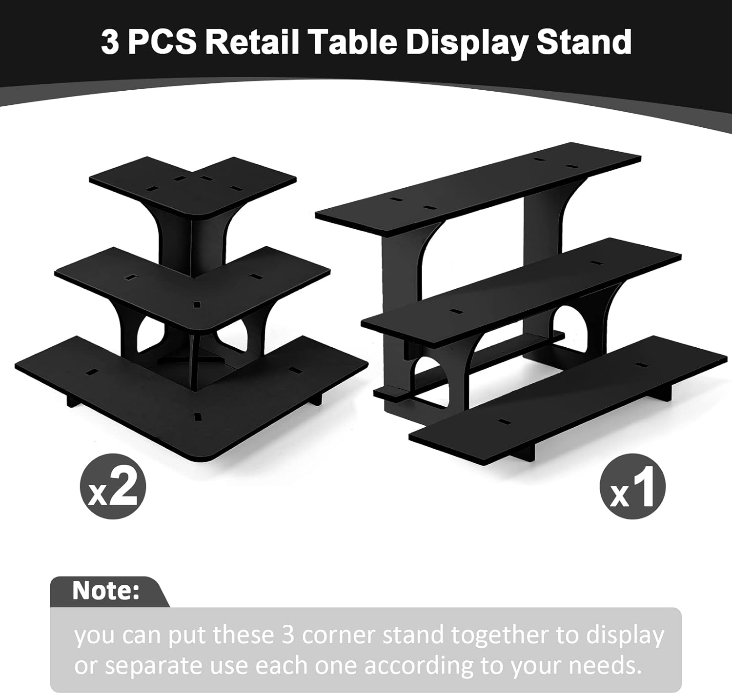 3 Pcs 3 Tiers Wooden Corner Display Stand