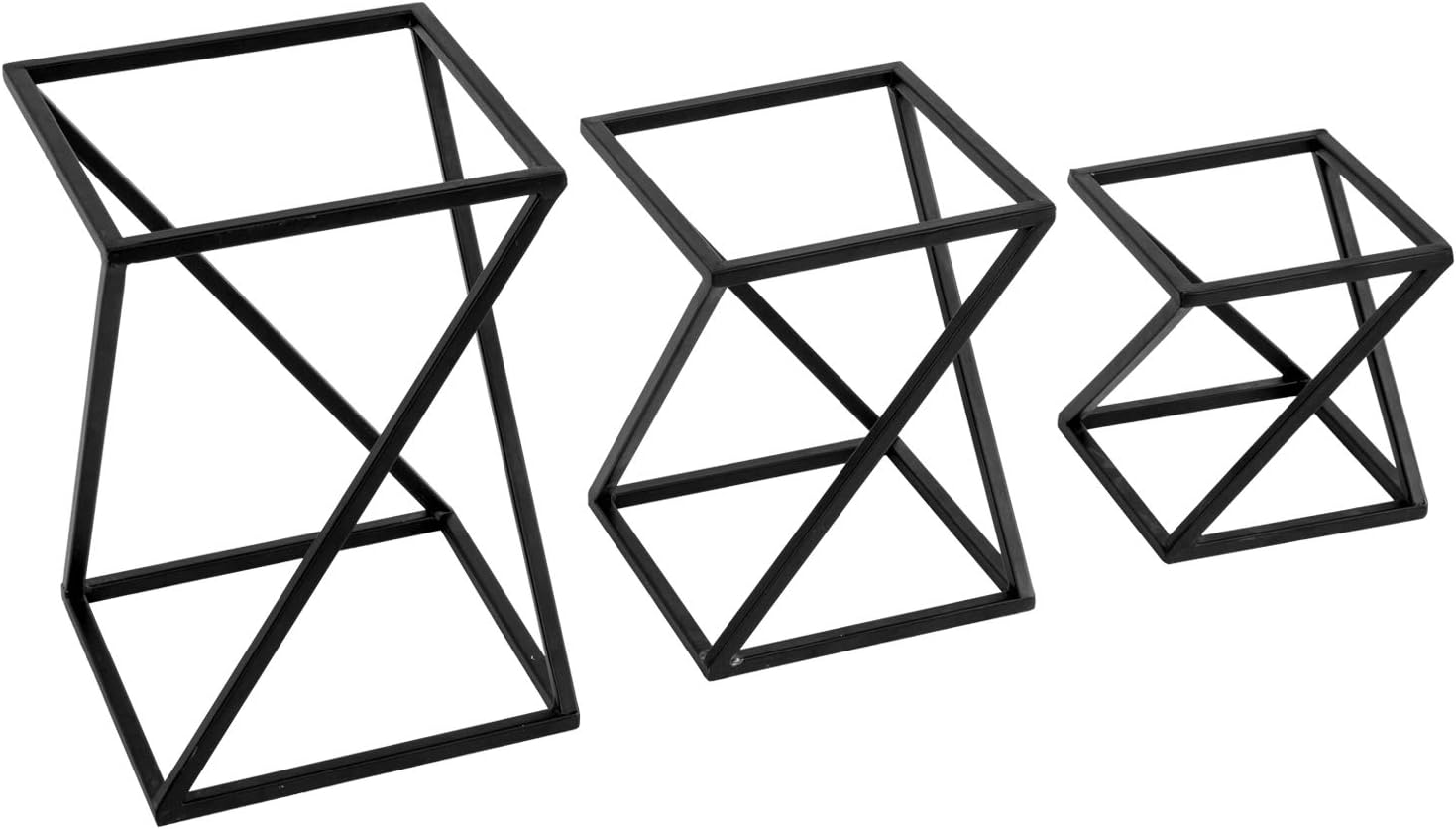 MyGift Twisting Geometric Matte Black Metal Pizza Riser Racks Set of 3