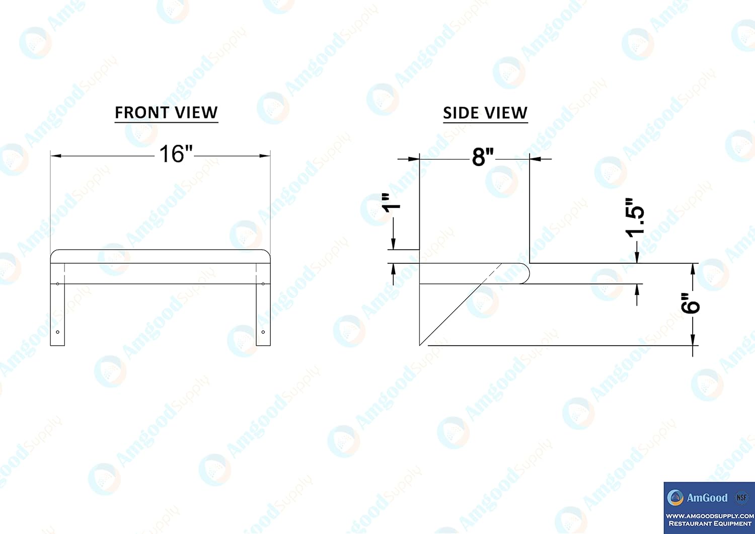 AmGood 8 X 16 Stainless Steel Wall Shelf NSF Certified