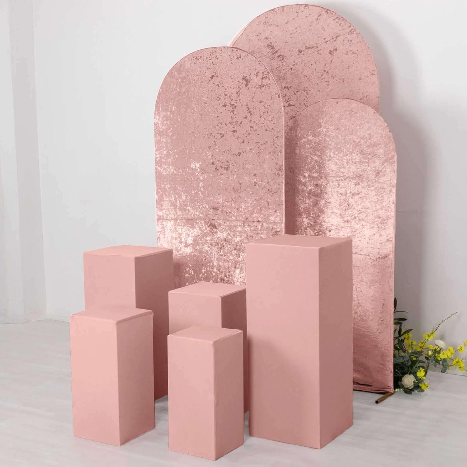 Dusty Rose Spandex Display Box Stand Covers Set of 5