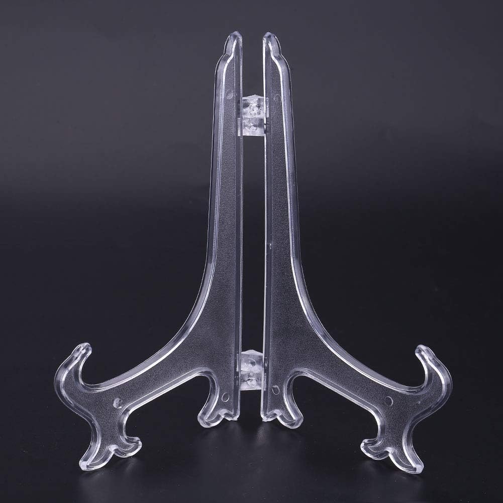 Youthink Clear Plastic Plate Display Stand with Foldable Design and Adjustable Hinges
