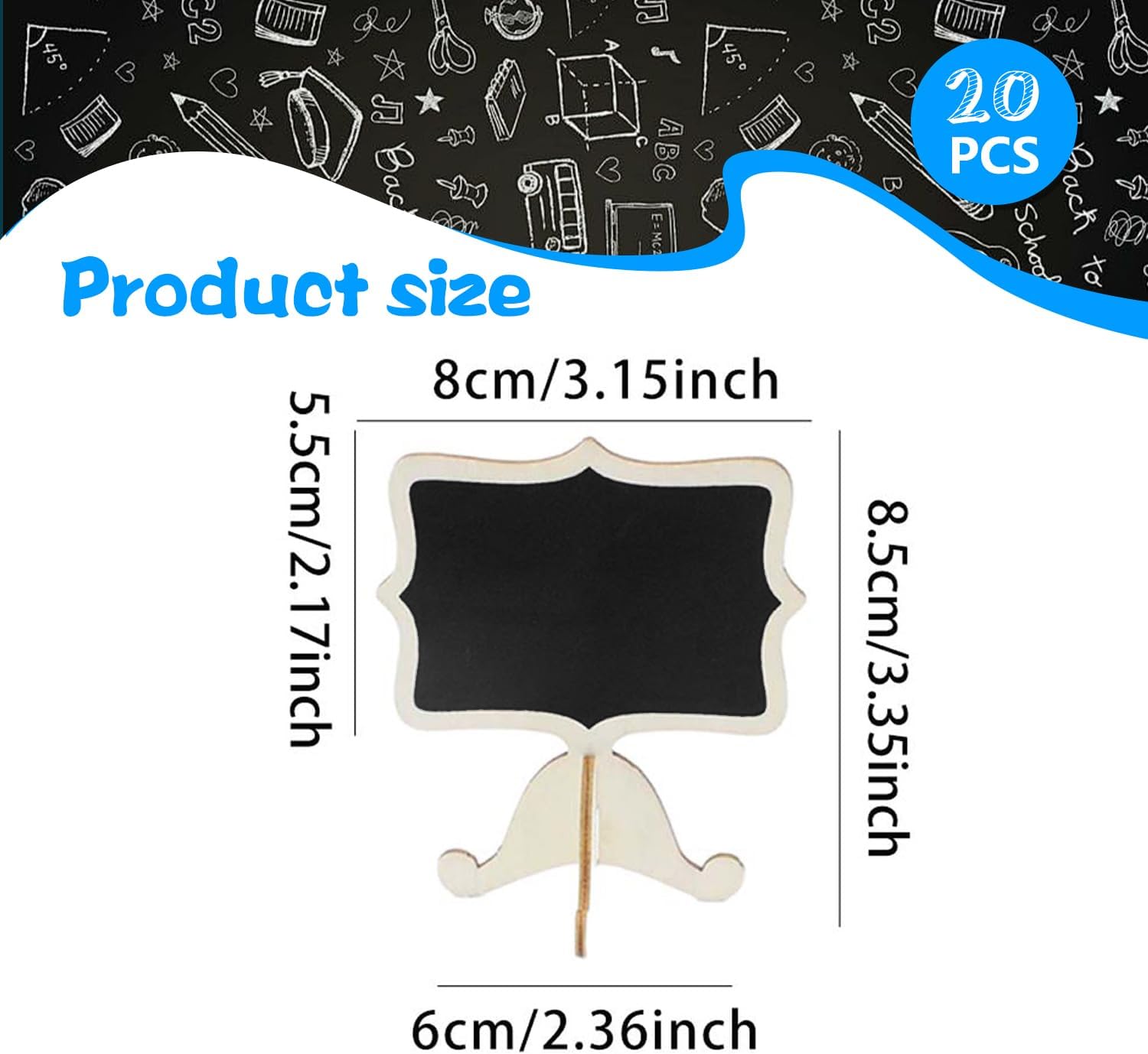 20 Piece Mini Chalkboard Set with Wooden Brackets