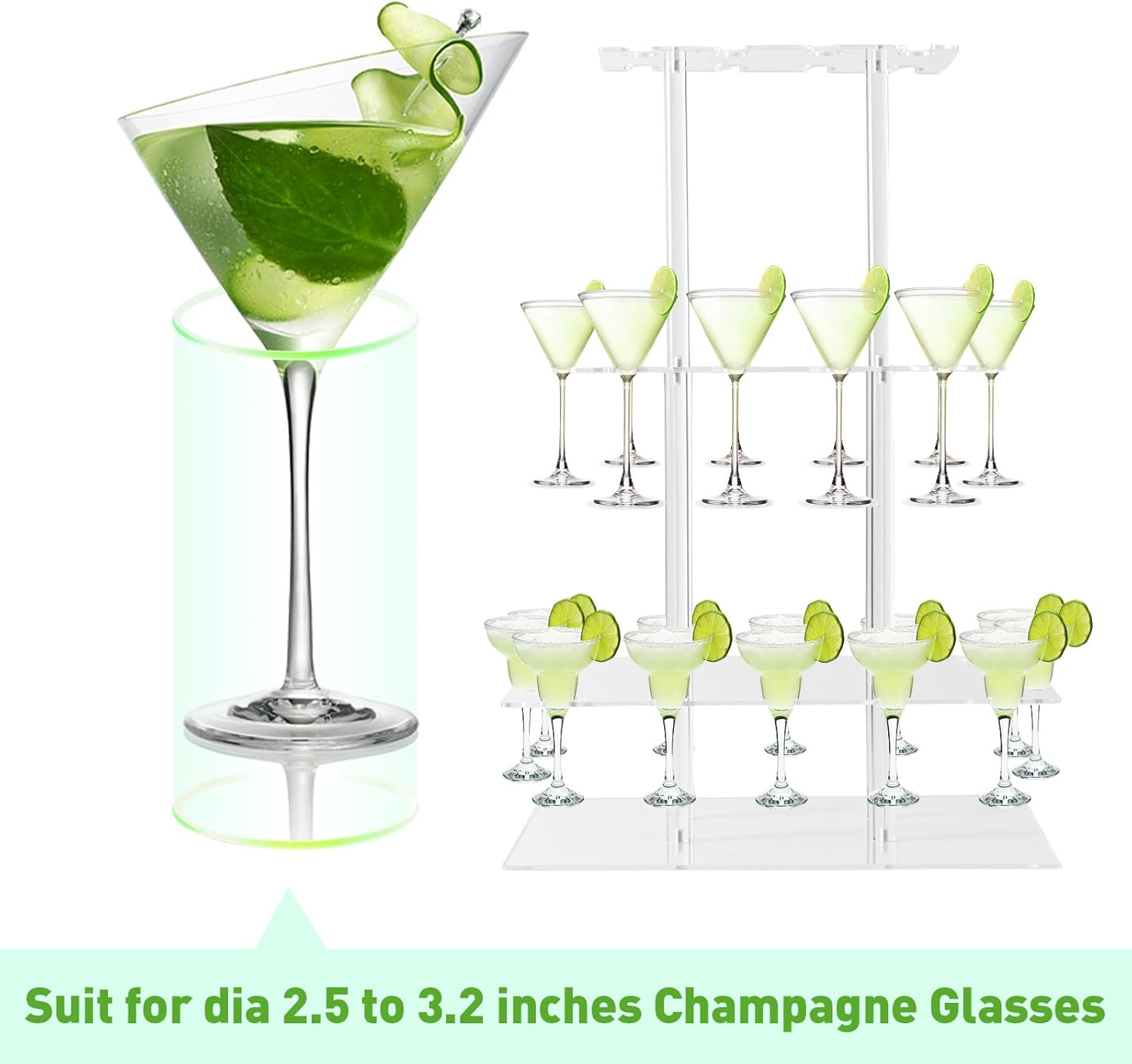Laumffon Champagne Tower Display Stand 32 Slots 3 Tier