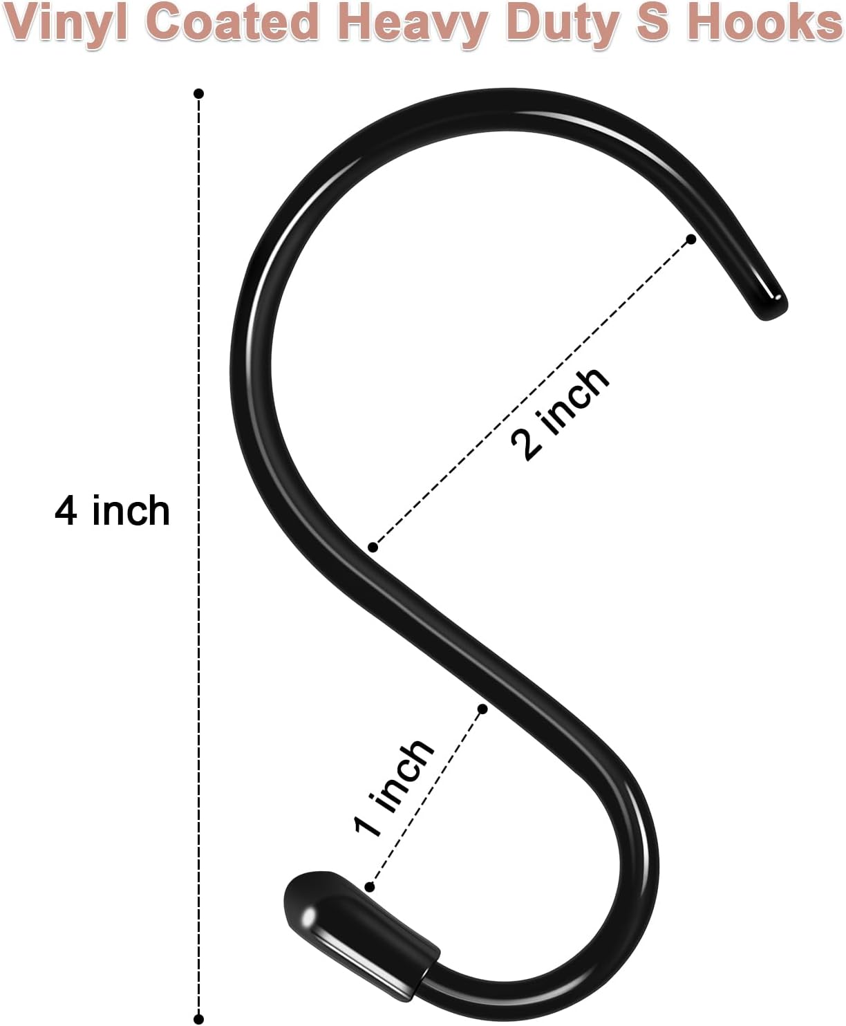 12 Pack 4 Inch Heavy Duty S Hooks Black