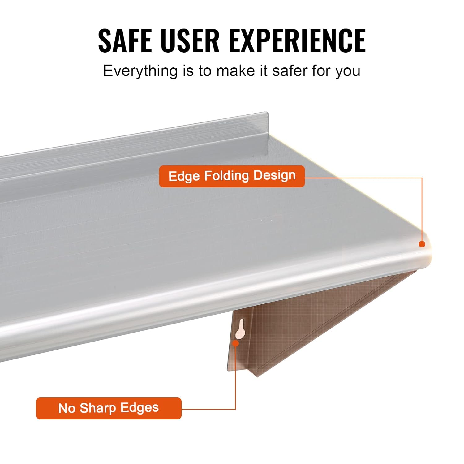 VEVOR 12 In x 36 In Stainless Steel Wall Shelf