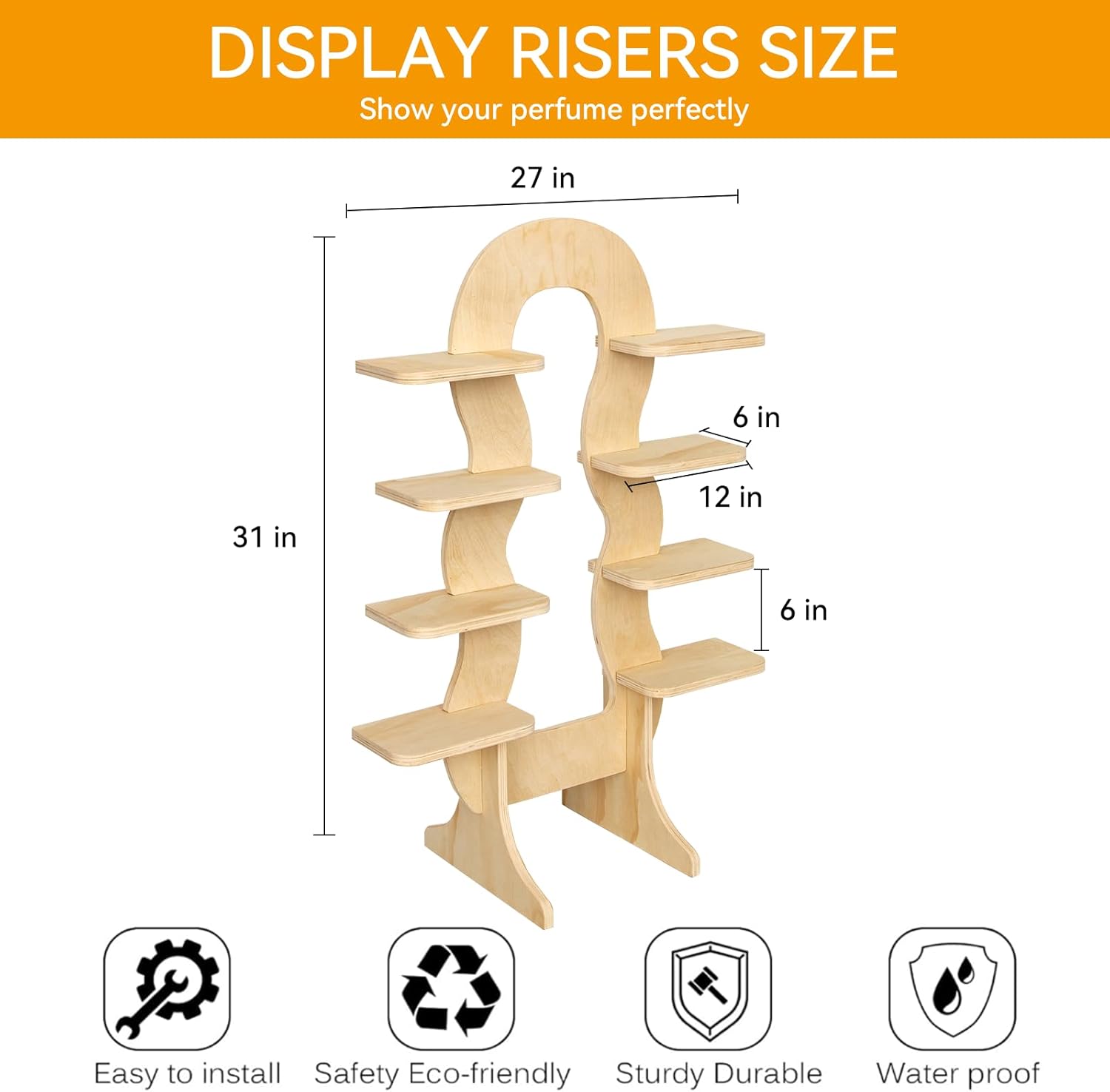 8-Tier Collapsible Wood Display Stand for Craft Fair and Retail Booths