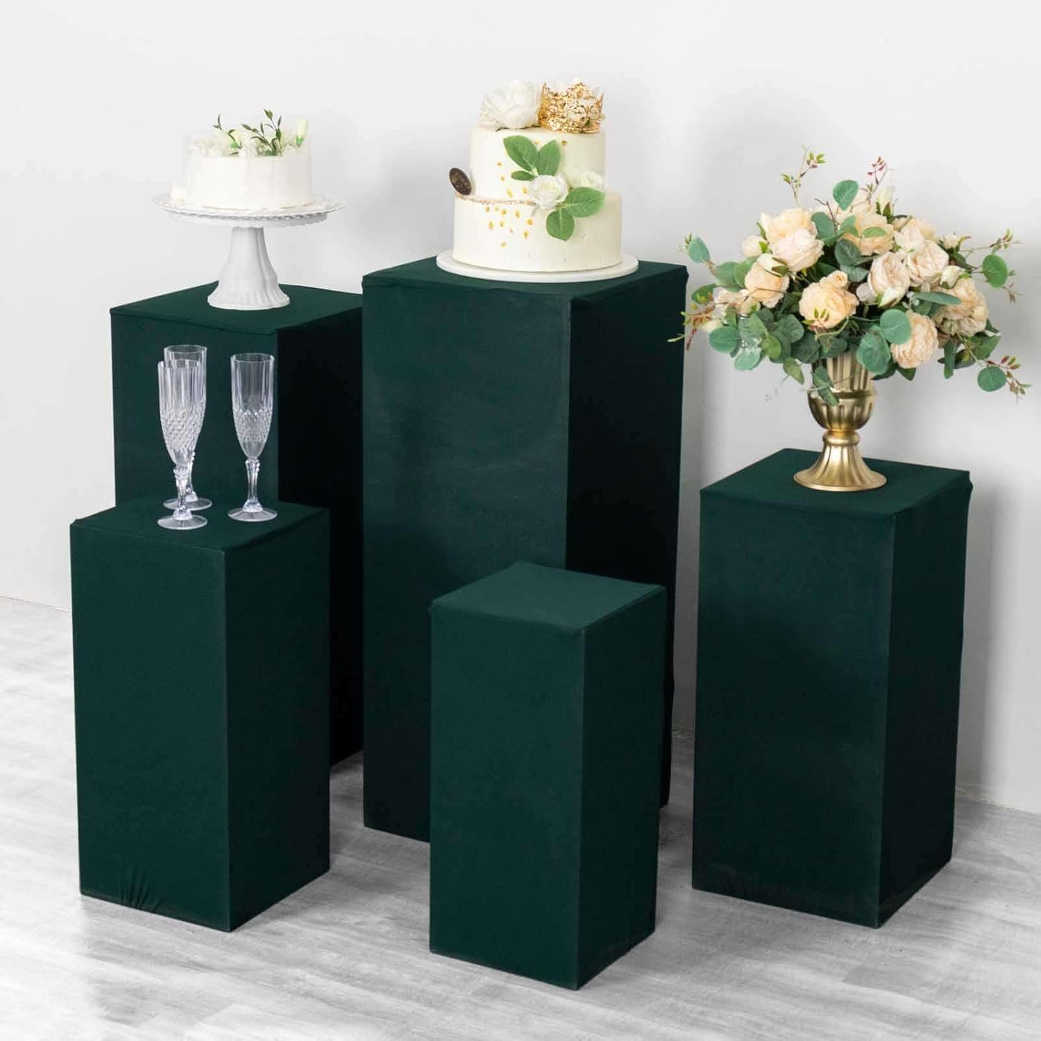 Efavormart Set of 5 Hunter Emerald Green Spandex Display Box Covers