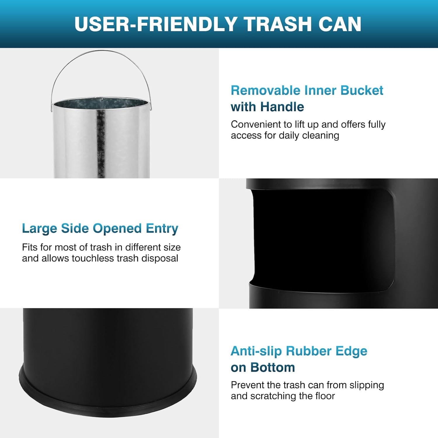 IRONWALLS Outdoor Indoor Trash Can with Lid