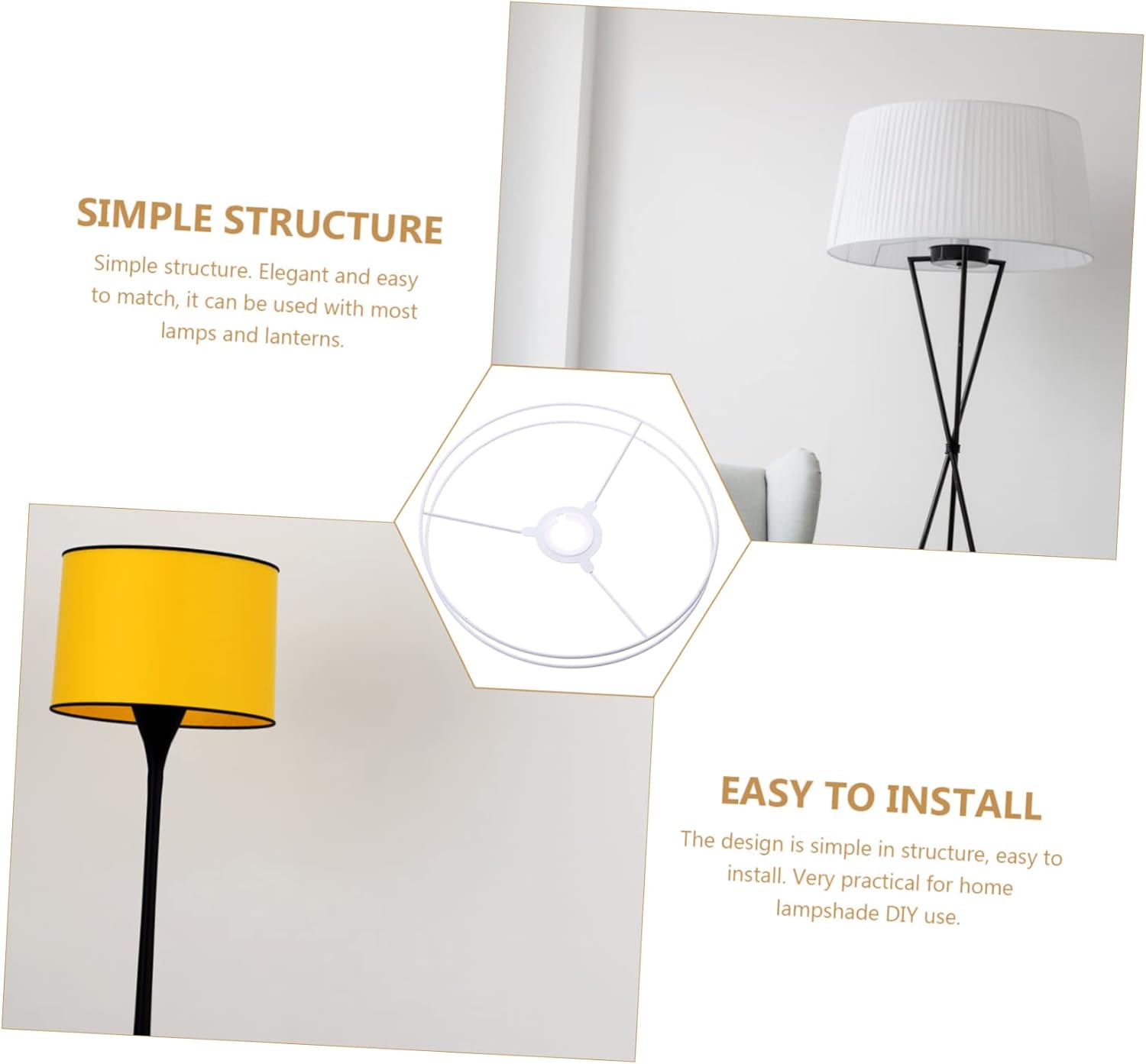 Cabilock 2-Piece Round Lamp Shade Ring Set for Pendant Lights