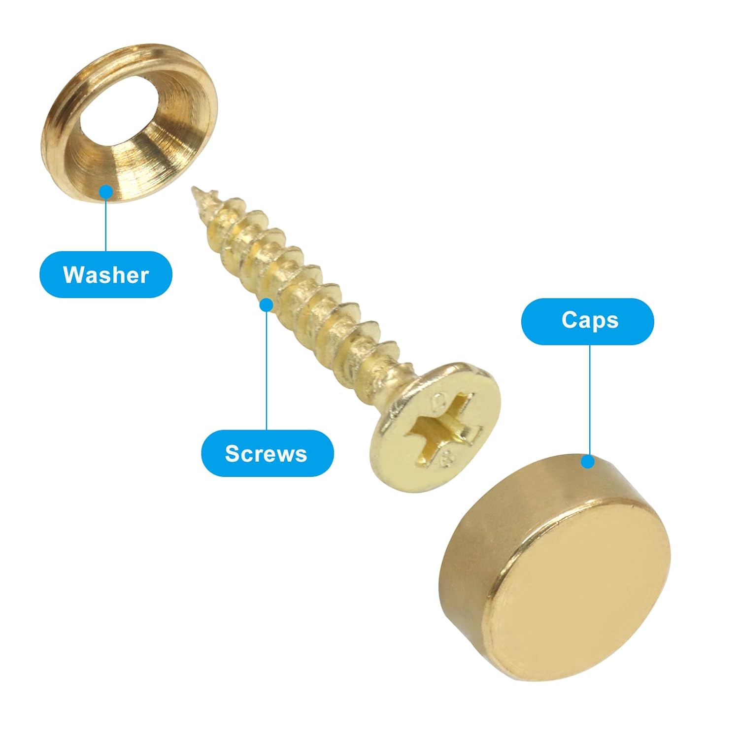 16 Pcs Gold Brass Wood Screw Caps for Vintage Furniture Decor