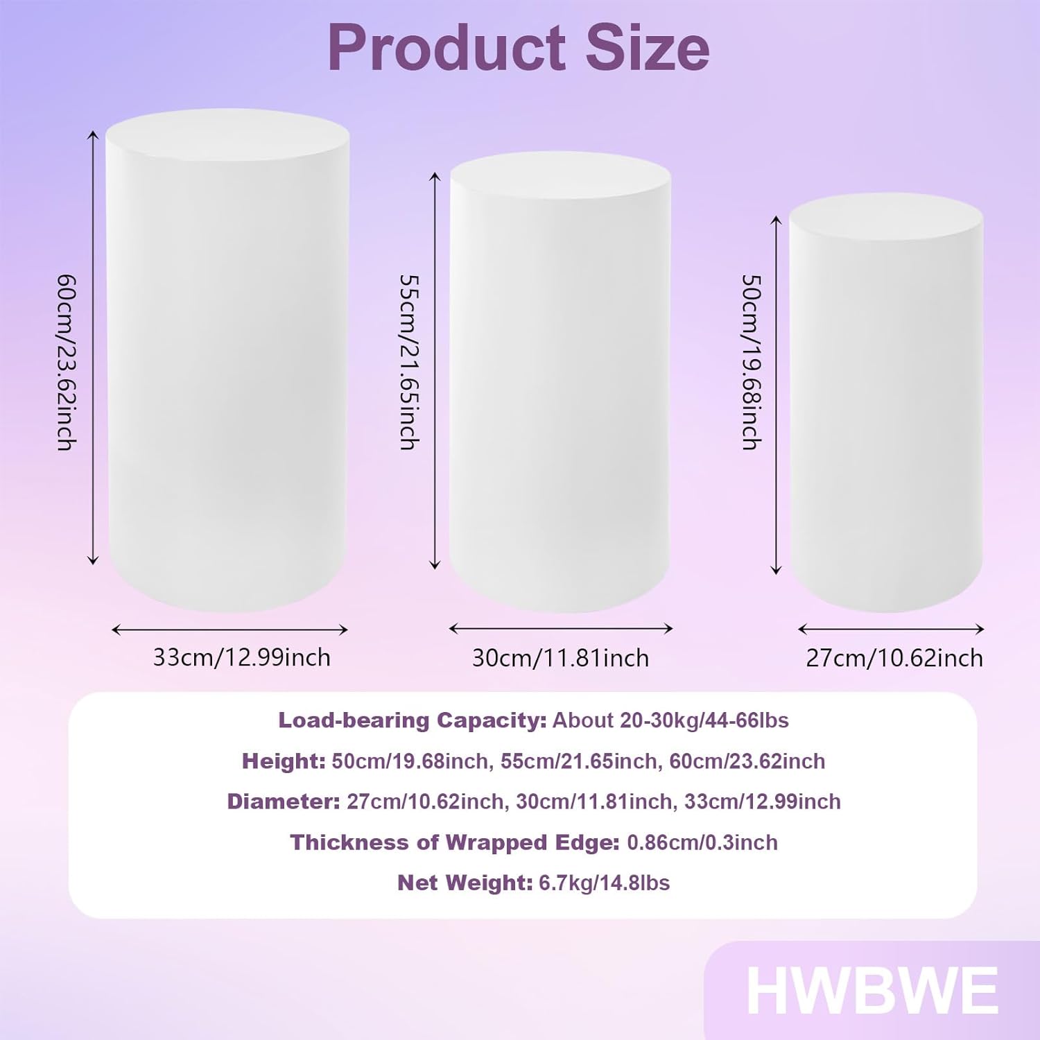 3 Pcs Cylinder Stands for Party Decor and Cake Displays