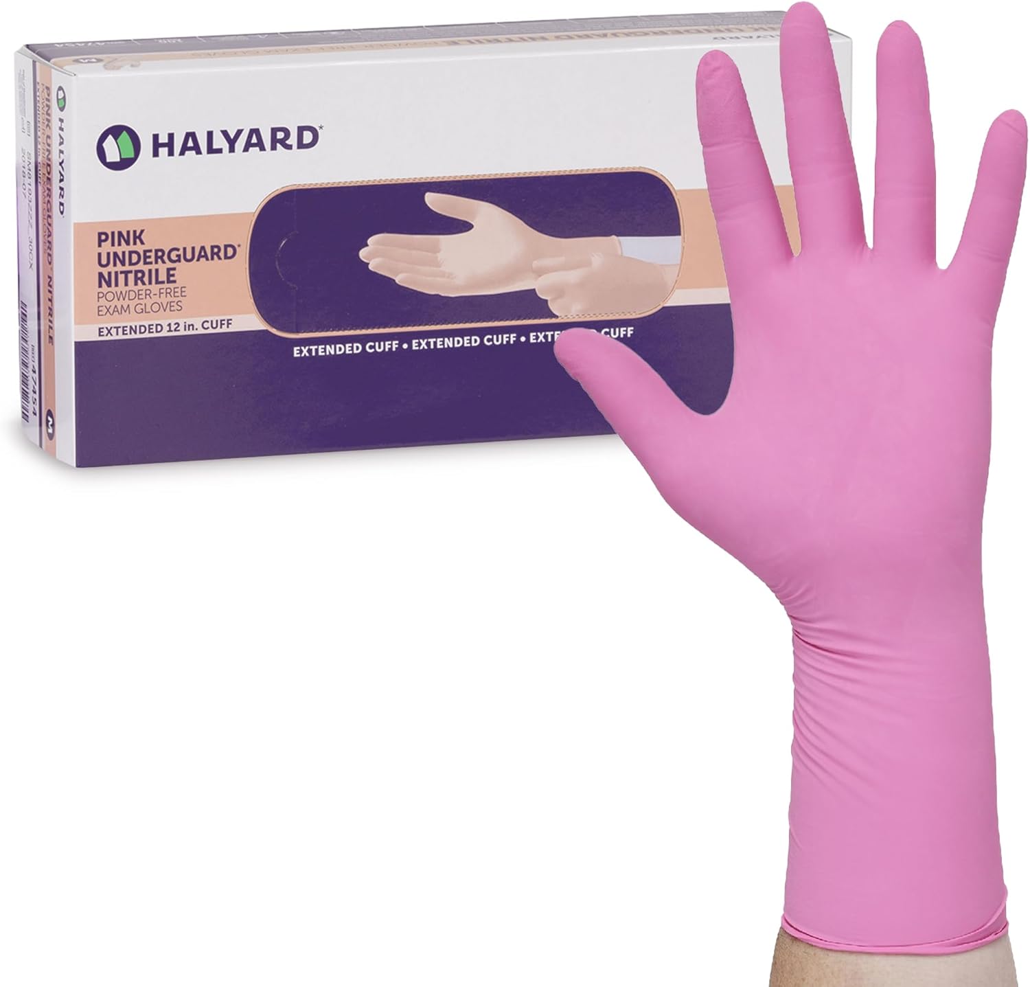HALYARD Pink Nitrile Exam Gloves with 12 Cuff