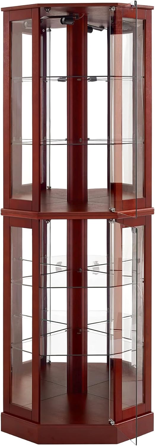 6 Shelf Corner Curio Display Cabinet with Lights